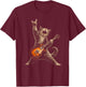 Funny Cat Playing Guitar Shirt Cat Guitarist Rock and Roll T-Shirt - T-Shirt | Maroon
