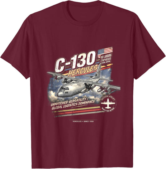 C-130 Hercules Vintage/Retro Collectable Design T-Shirt - T-Shirt | Maroon