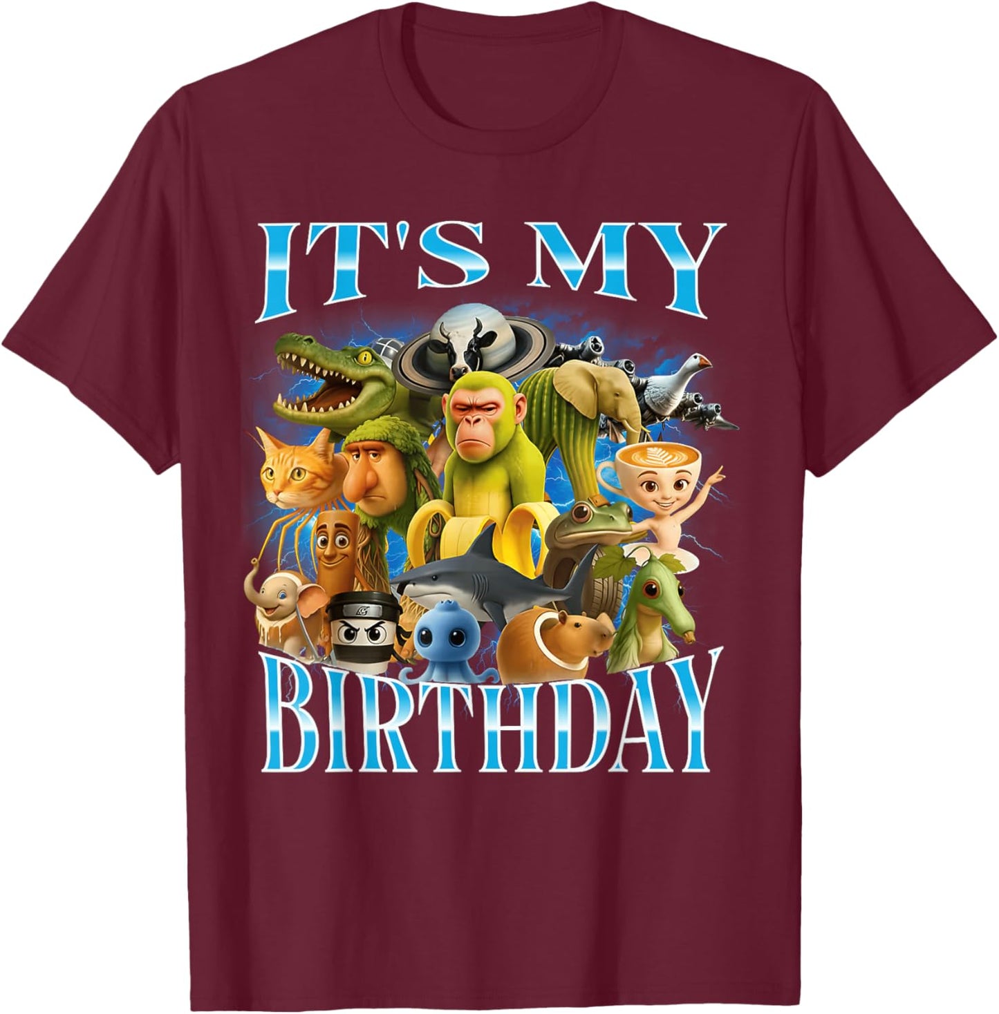 Italian Brainrot Birthday Kids T-Shirt - T-Shirt | Maroon