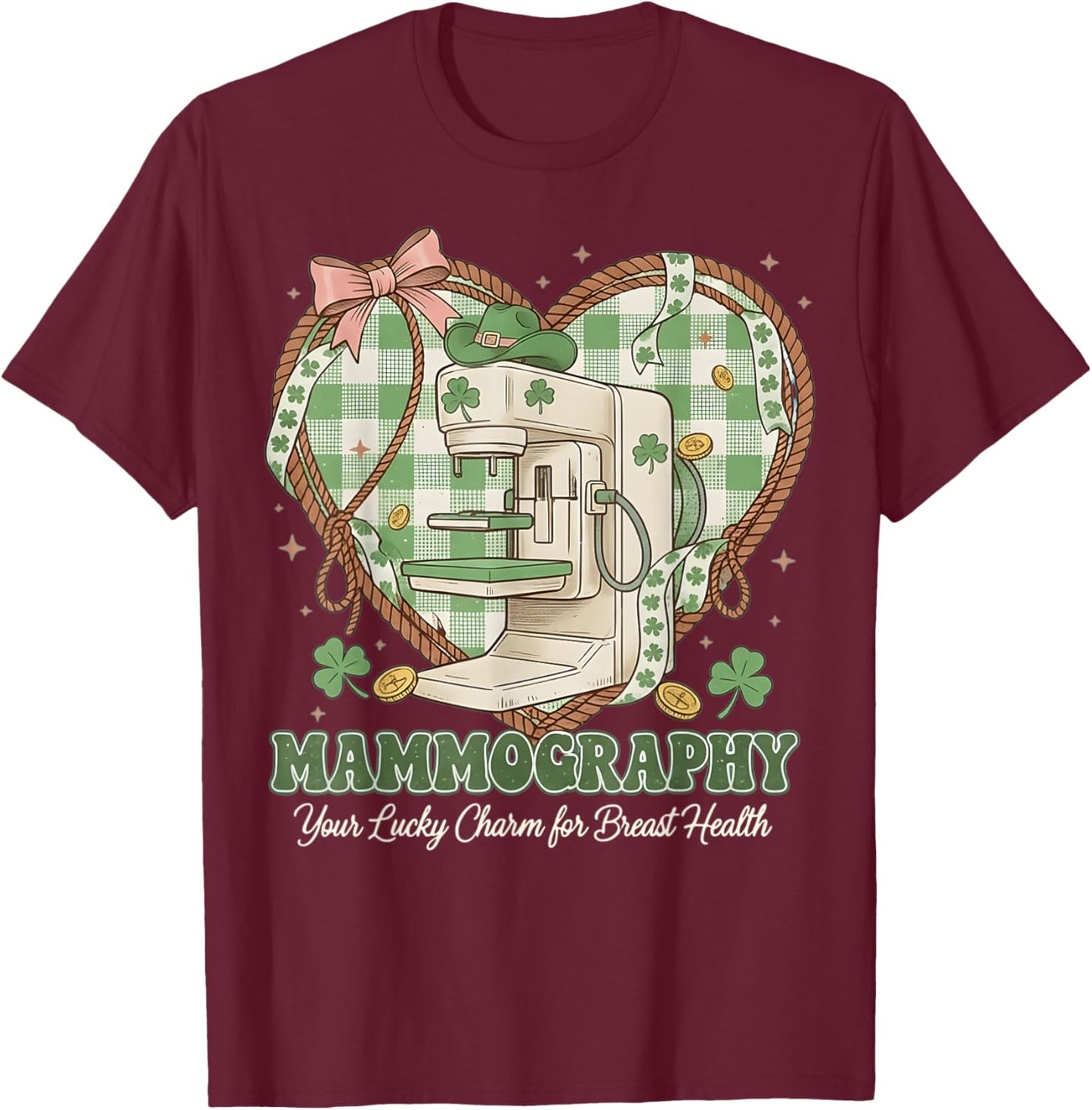 St Patricks Day Funny Mammographer Breast Imaging Squad T-Shirt - T-Shirt | Maroon