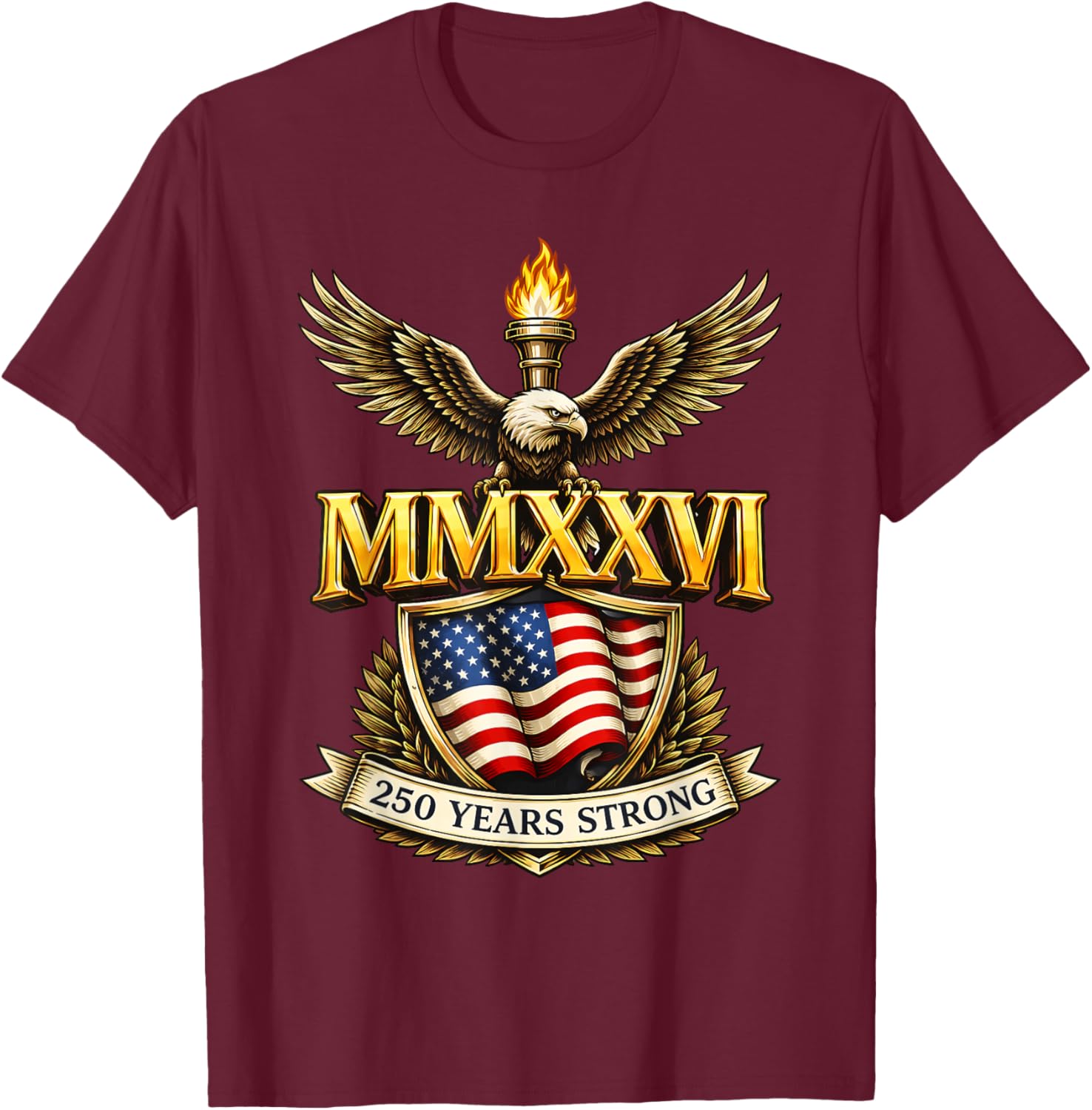 Flag Vintage 250 Years American 1776 2026 250th USA Birthday T-Shirt - T-Shirt | Maroon