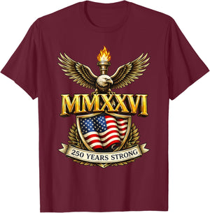 Flag Vintage 250 Years American 1776 2026 250th USA Birthday T-Shirt - T-Shirt | Maroon