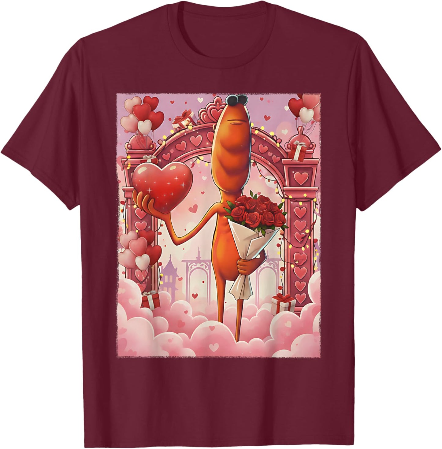 Marcus The Worm Funny Meme Valentine's Day T-Shirt - T-Shirt | Maroon