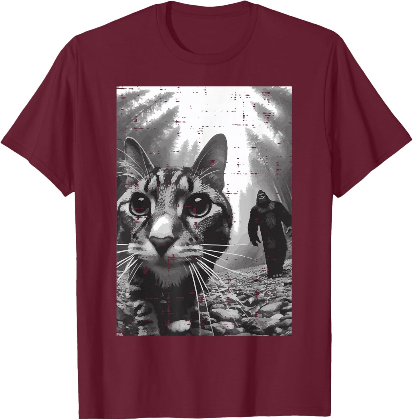 Cat Bigfoot Sasquatch Selfie Funny Kitten Meme Men Women Kid T-Shirt - T-Shirt | Maroon