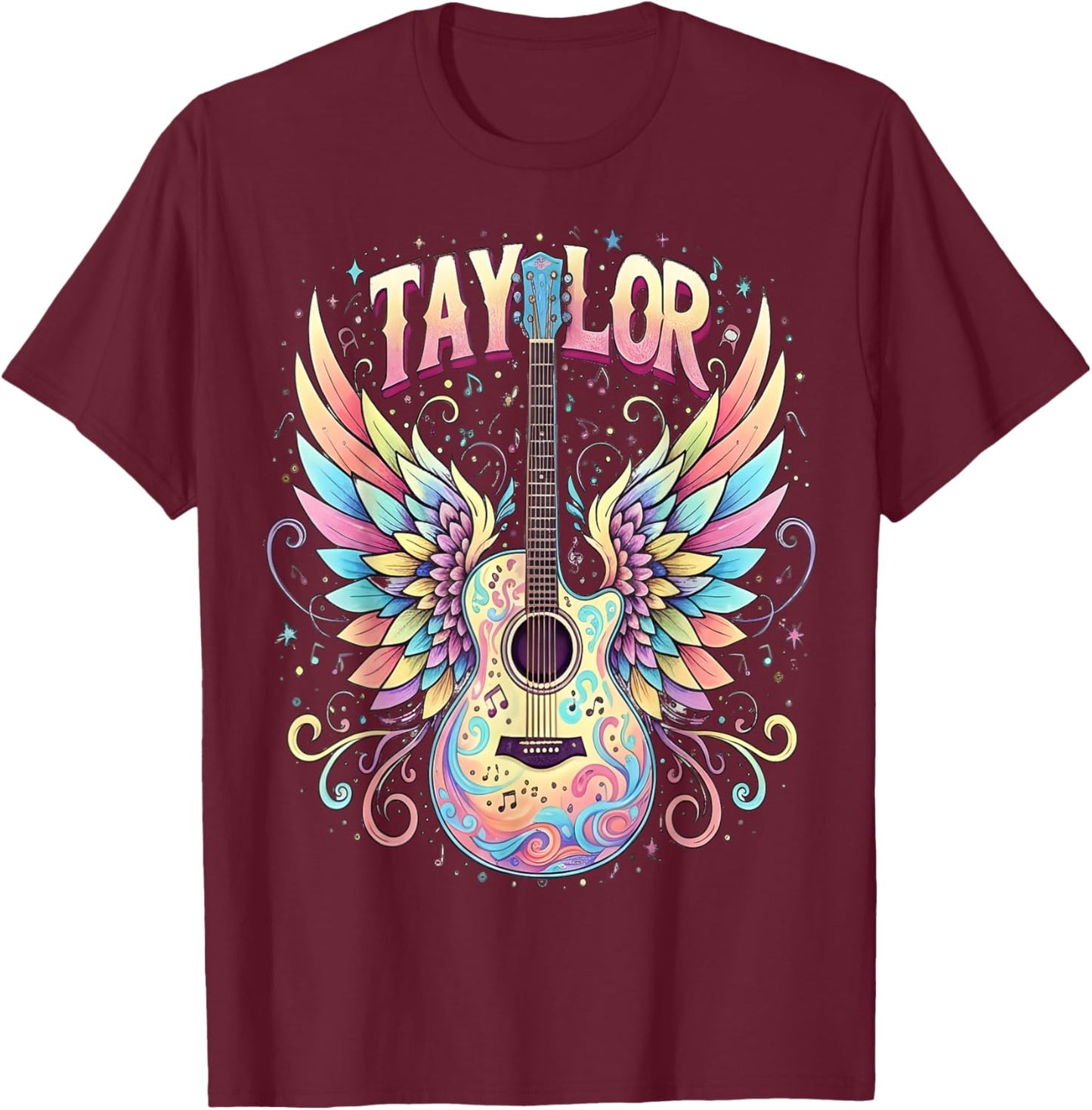 Girl Retro Taylor First Name Personalized Groovy 70's 80's T-Shirt - T-Shirt | Maroon
