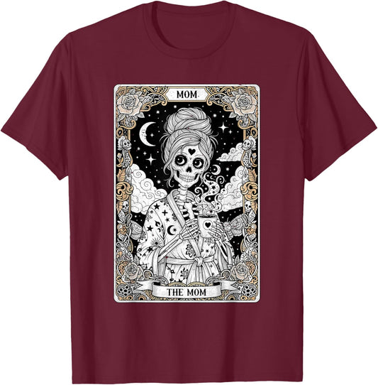 The Mom Tarot Card Skeleton Vintage Gothic Mother Day T-Shirt - T-Shirt | Maroon