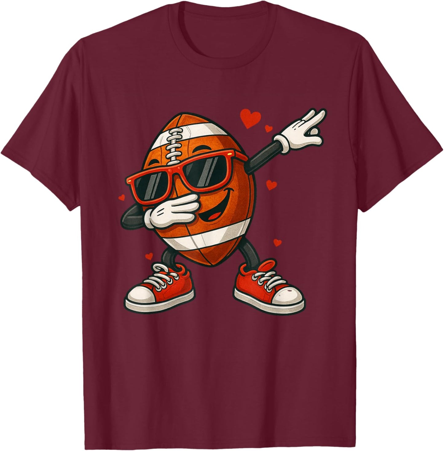 Football Dabbing Valentines Day Funny Dab Cute Boys Kids T-Shirt - T-Shirt | Maroon