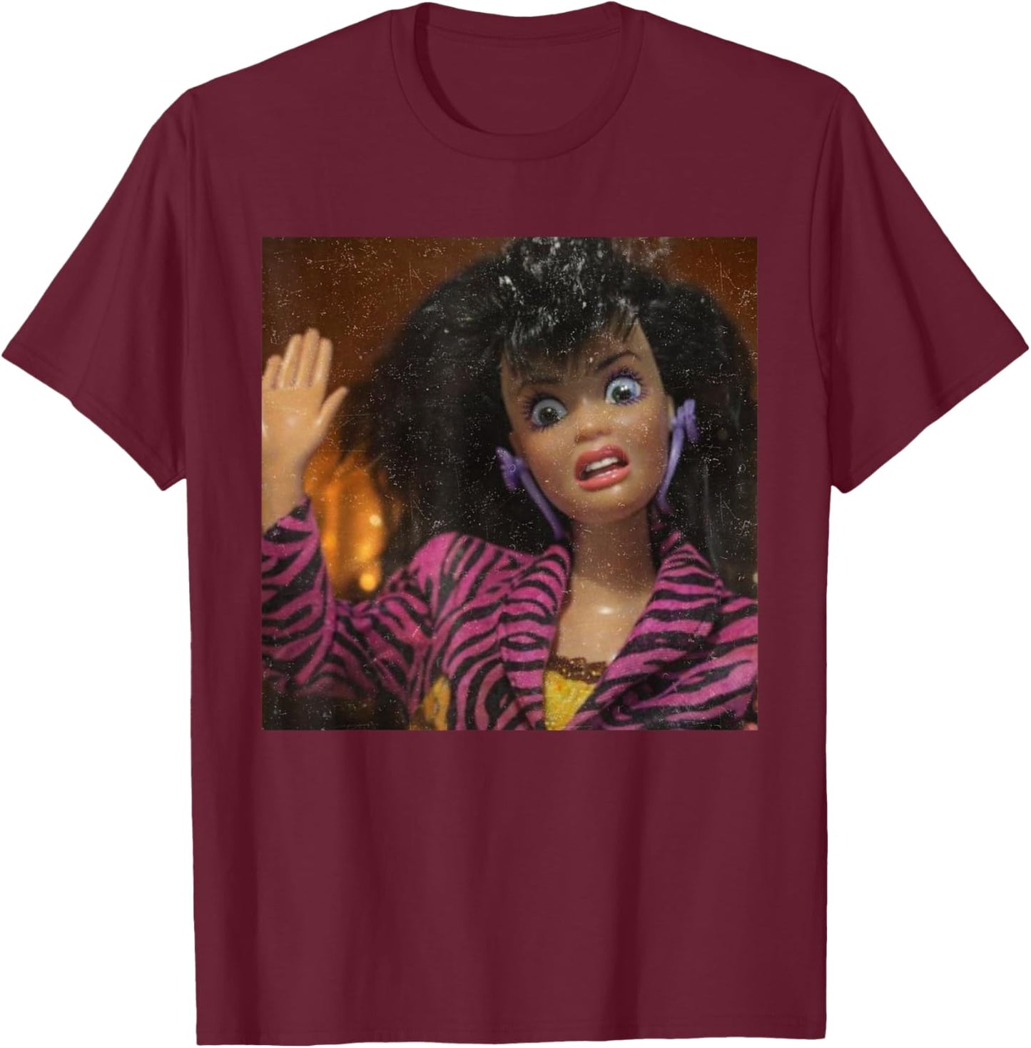 Funny Disgusting Doll Face Meme Gen Z Brainrot T-Shirt - T-Shirt | Maroon