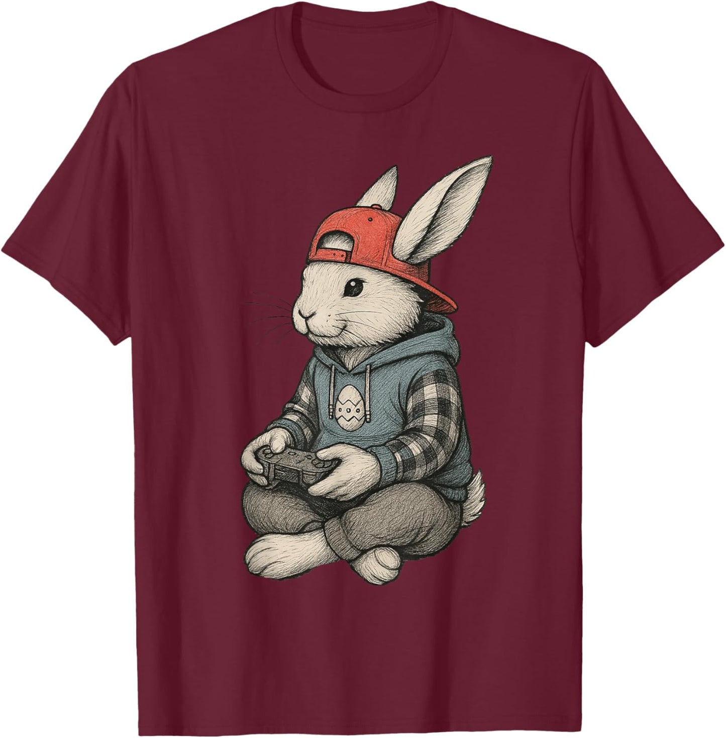 Easter Bunny Gamer Cool Video Game Rabbit Men Boys Kids T-Shirt - T-Shirt | Maroon