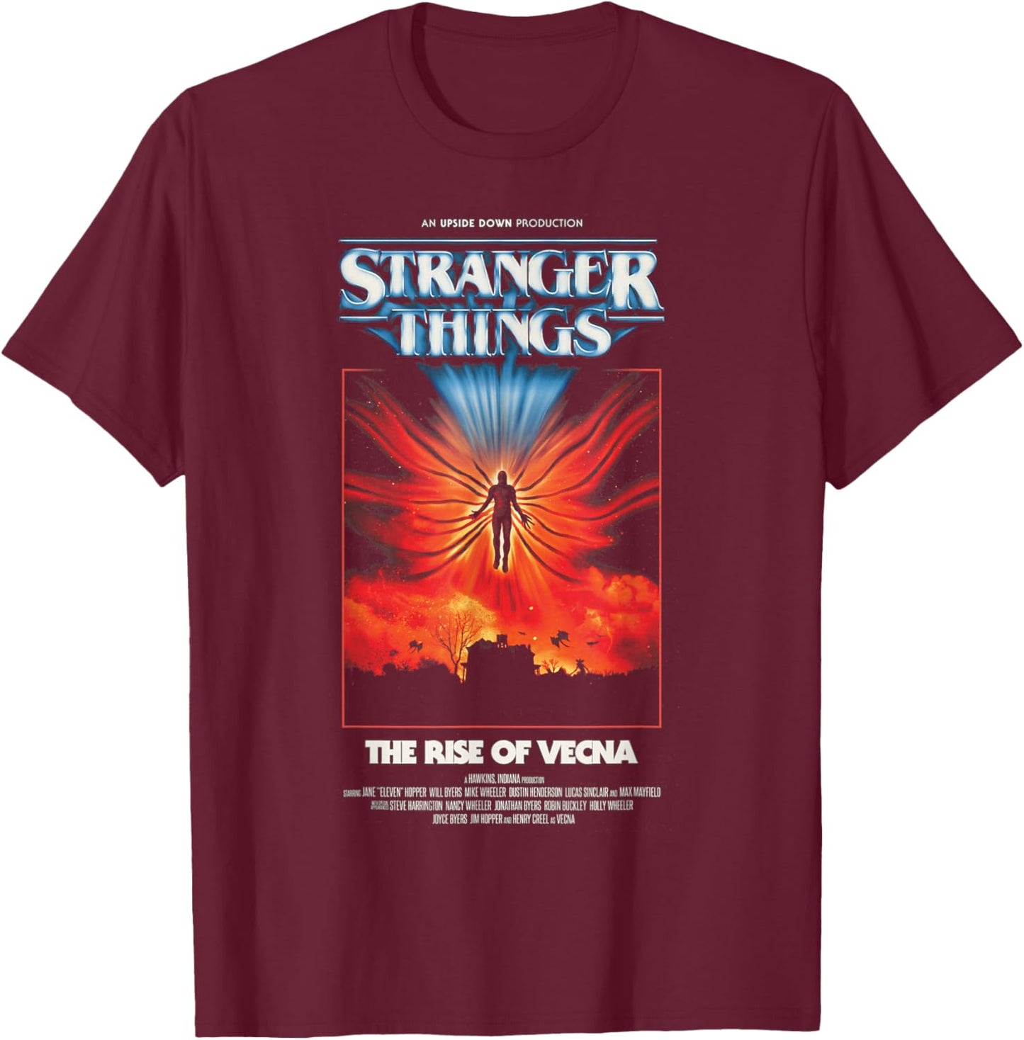 Stranger Things Season 5 The Rise of Vecna Epic Retro Poster T-Shirt - T-Shirt | Maroon