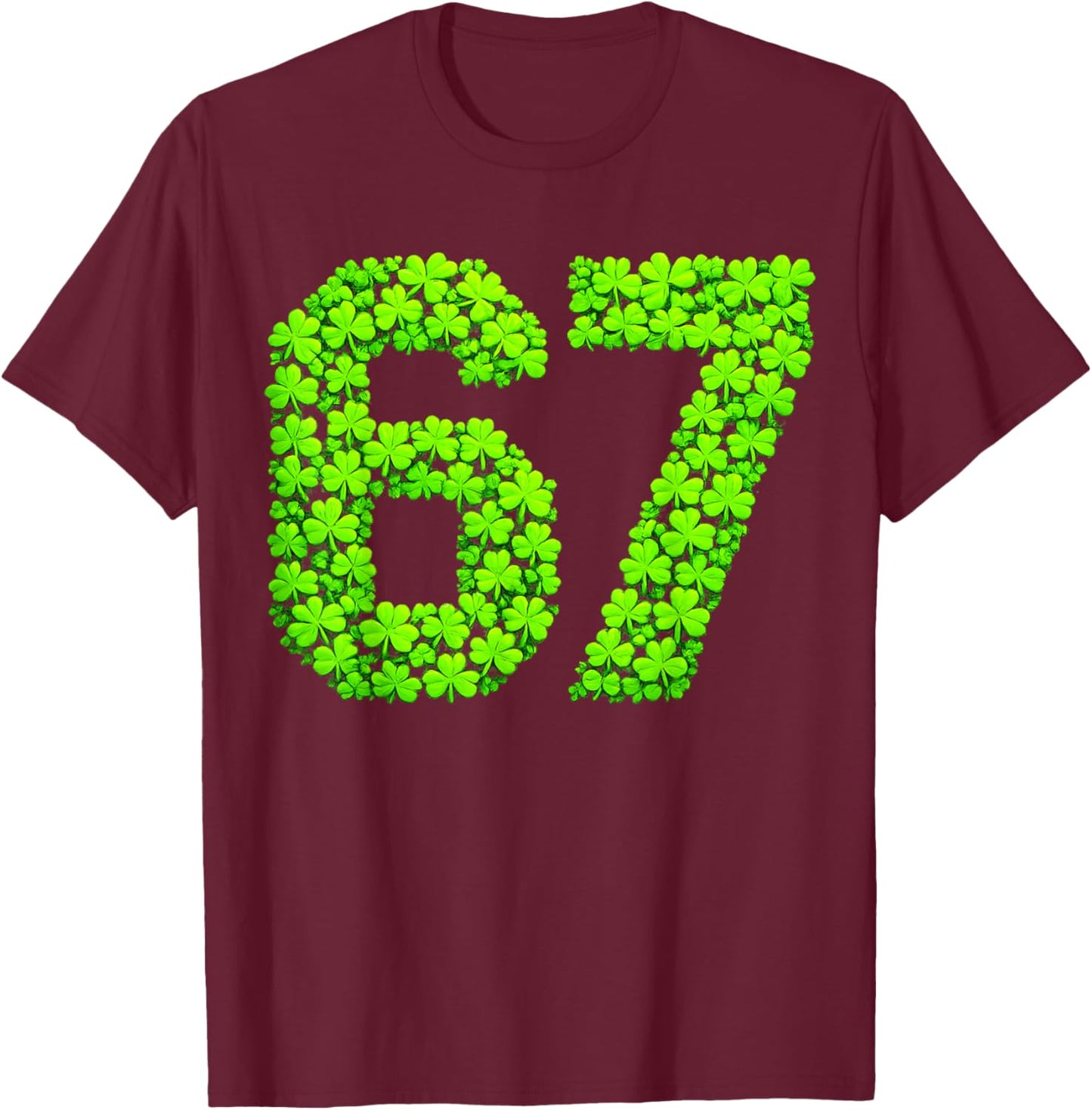 st Patricks Day 67 Shamrock six Seven 6 7 Meme Kids 67 Boys T-Shirt - T-Shirt | Maroon