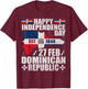 Dominican Republic 182nd Independence Day Dominican Flag Map T-Shirt - T-Shirt | Maroon