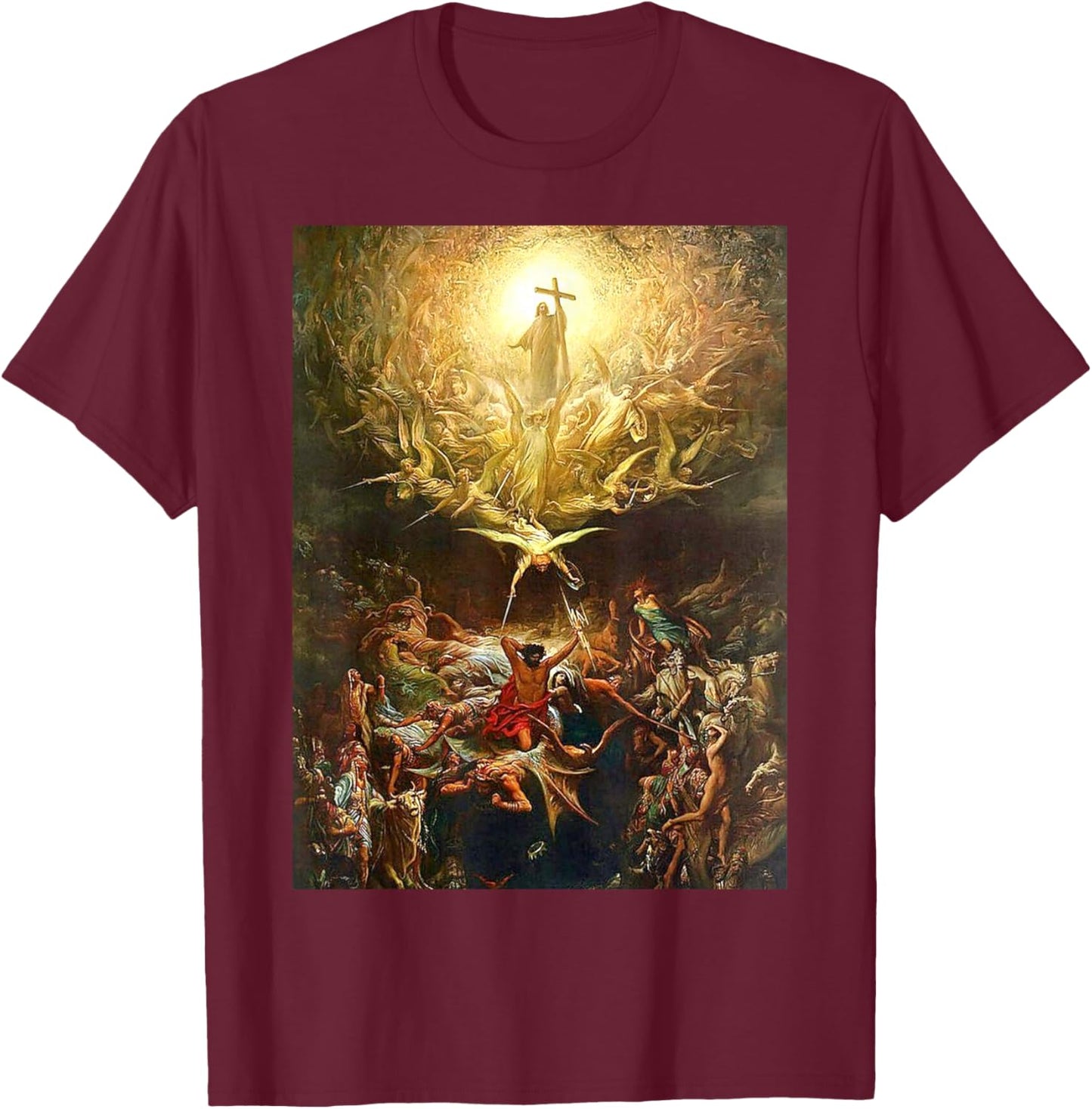Triumph of Christianity Over Paganism Gustave Dore 1865 T-Shirt - T-Shirt | Maroon