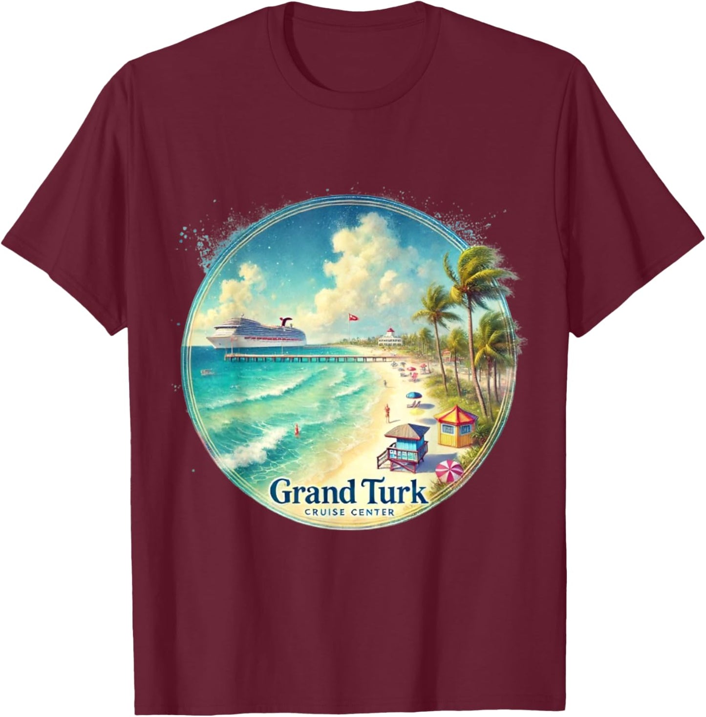 Gran Turk and Caicos Islands T-Shirt - T-Shirt | Maroon