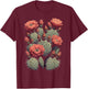 Cactus Flower Prickly Floral Pear Vintage Western USA Boho T-Shirt - T-Shirt | Maroon