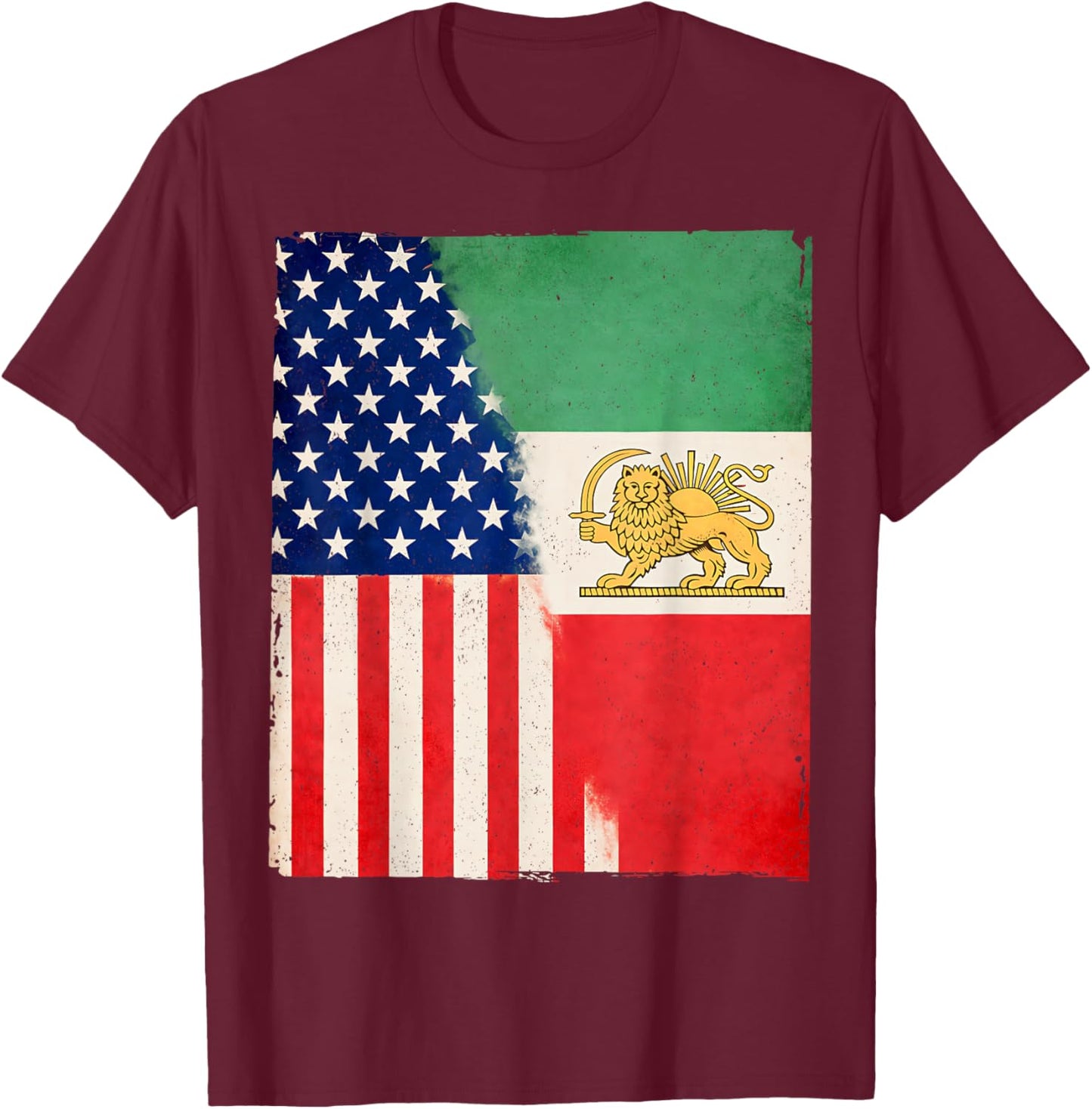 Persian American Flag USA Persia Roots Heritage T-Shirt - T-Shirt | Maroon