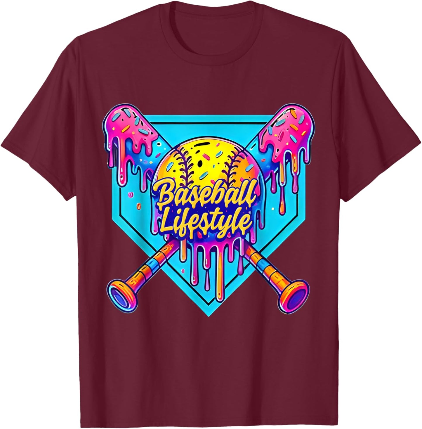 Baseball Life Style 101 Apparel Youth Drip Baseball Boys Kid T-Shirt - T-Shirt | Maroon