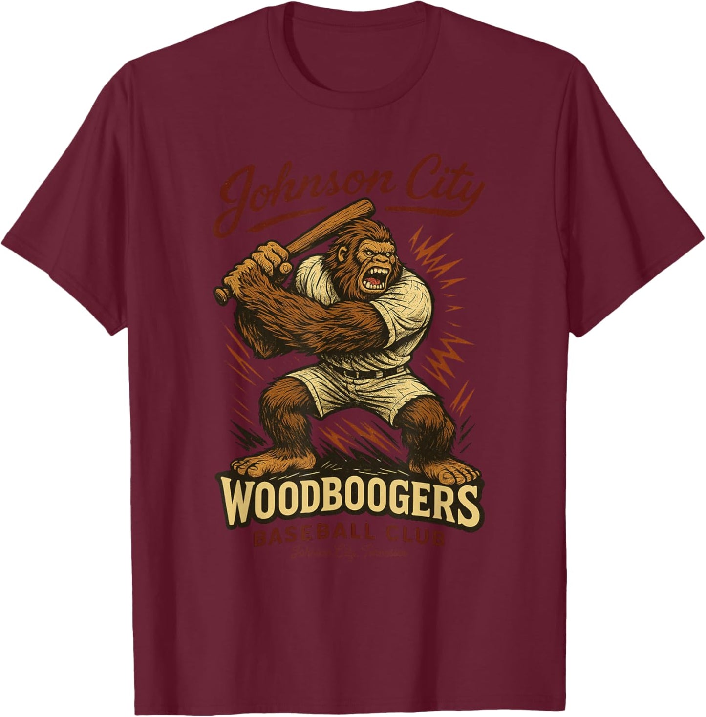 Johnson City Woodboogers Retro Baseball Club T-Shirt - T-Shirt | Maroon