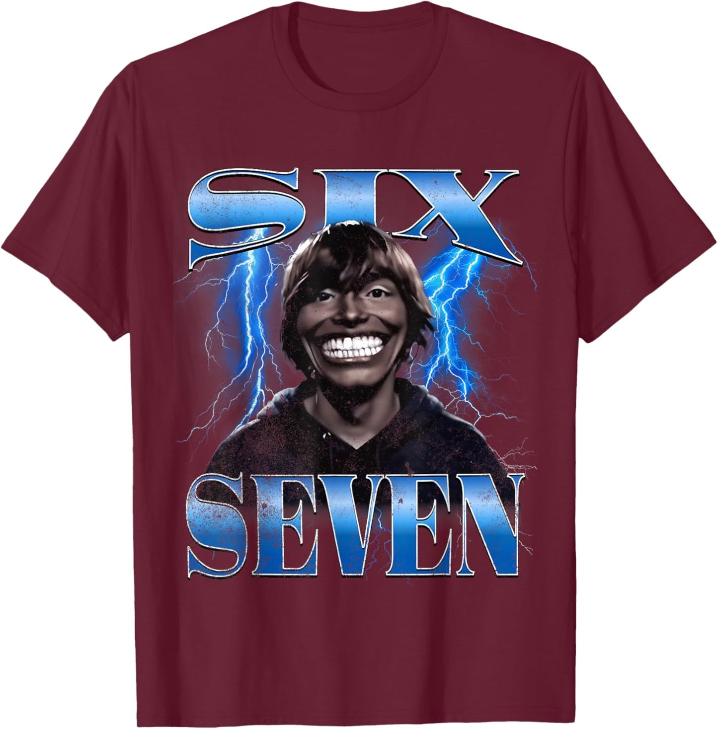 Six Seven Meme Bootleg T-Shirt - T-Shirt | Maroon