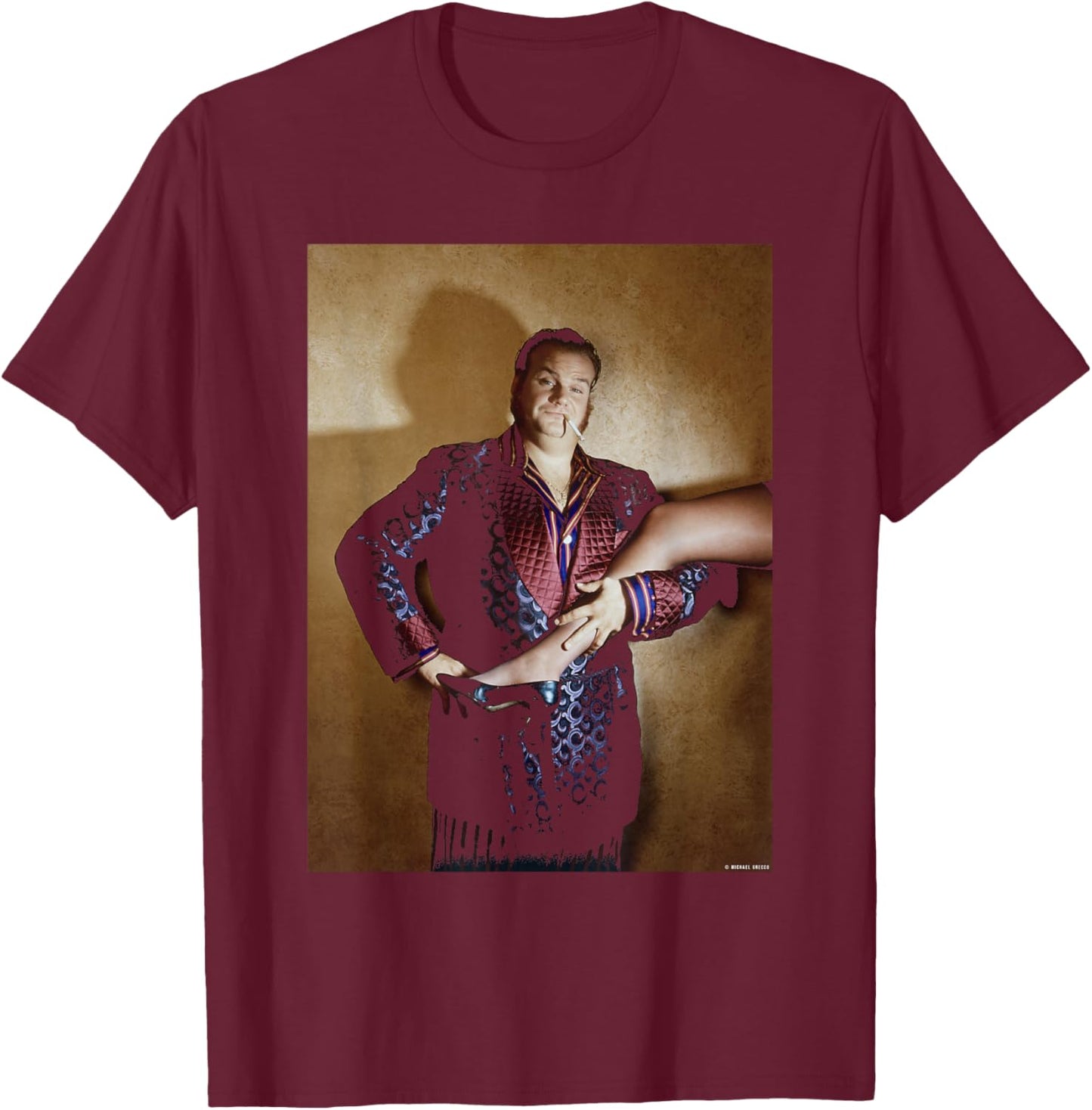 Comedian SNL Actor Chris Farley by Michael Grecco T-Shirt - T-Shirt | Maroon