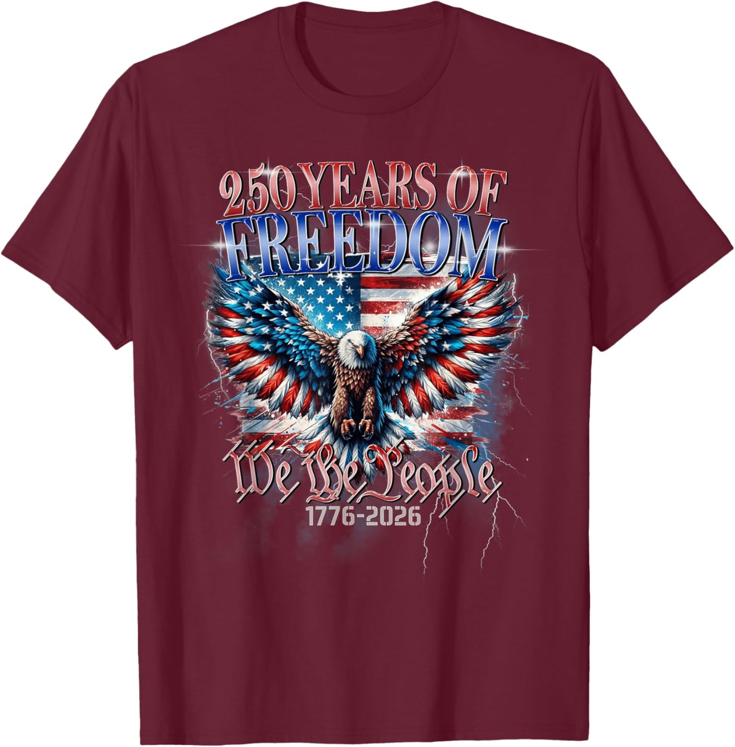 Flag Vintage 250 Years American 1776 2026 250th USA Birthday T-Shirt - T-Shirt | Maroon