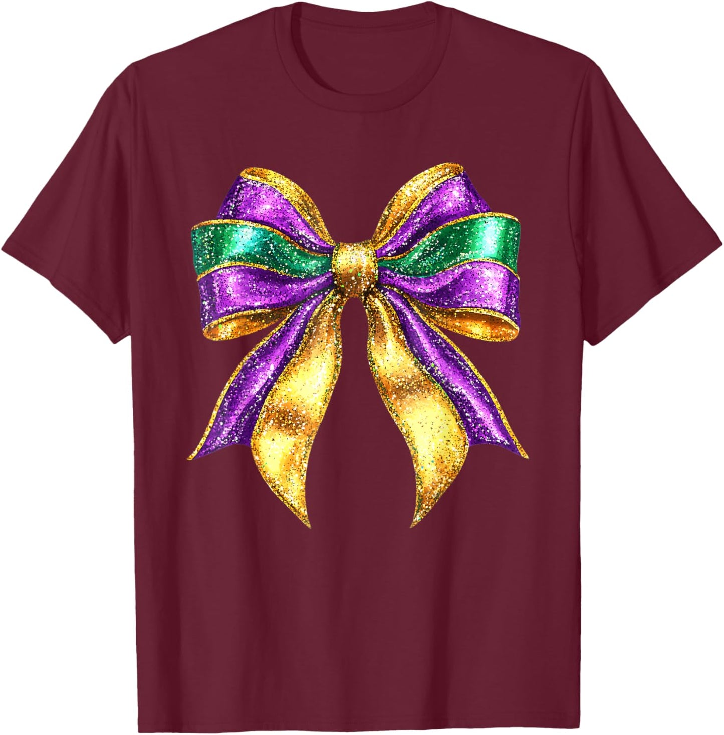 Cute Mardi Gras Fat Coquette Bow Tuesday Kids Girls Women T-Shirt - T-Shirt | Maroon