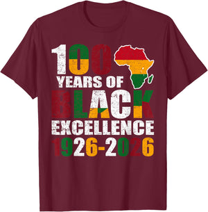 100 Years of Black Excellence Centennial Black History Month T-Shirt - T-Shirt | Maroon