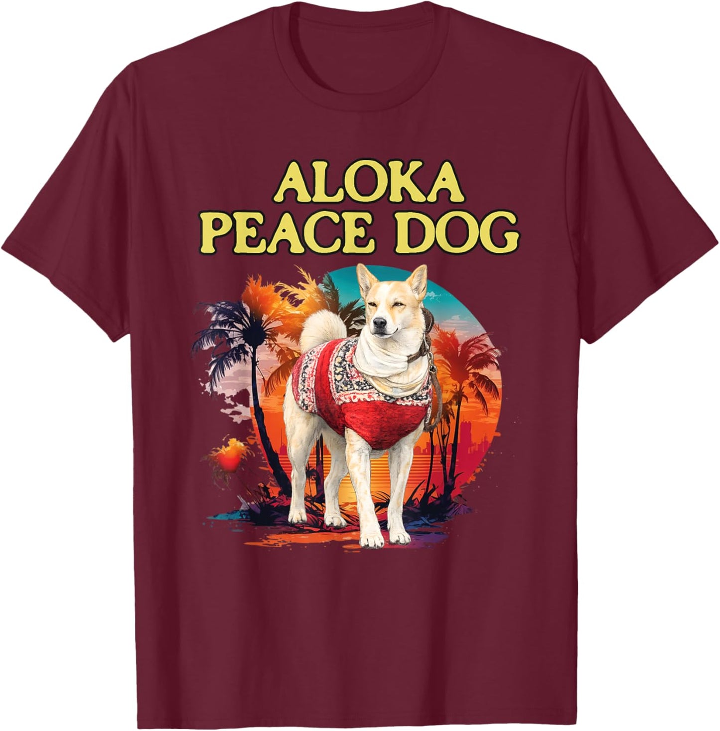 Aloka Peace Dog Shirt Walk for Peace 2026 Buddhist Dog T-Shirt - T-Shirt | Maroon