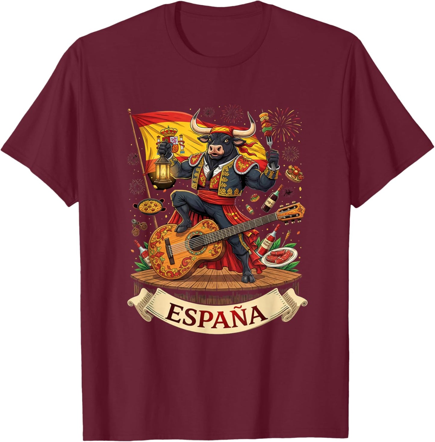 Spain Flamenco Dance Seville Andalusia Barcellona España Men T-Shirt - T-Shirt | Maroon