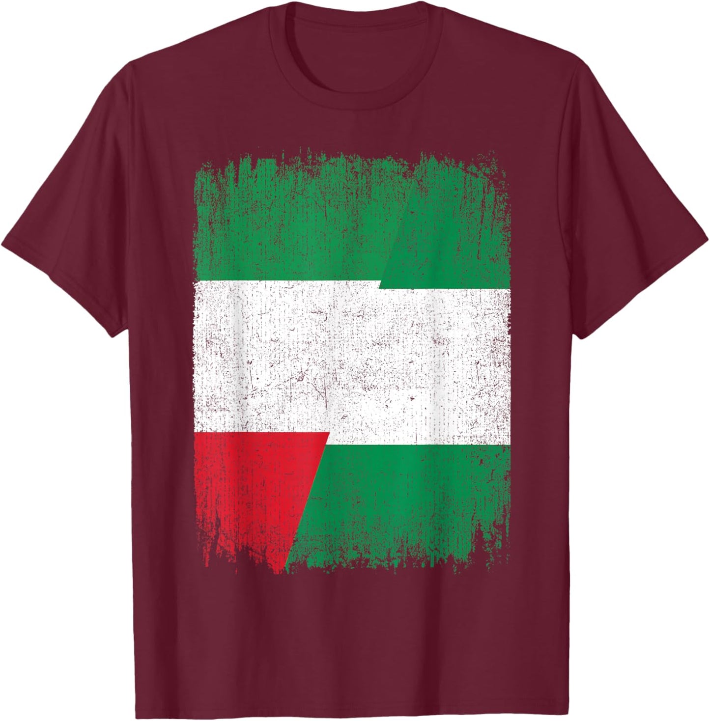 Half Italy Nigeria Flag Italian Nigerian Pride Roots T-Shirt - T-Shirt | Maroon