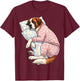 Cute Saint Bernard Dog Sleeping in Pajamas Bedtime Art T-Shirt - T-Shirt | Maroon