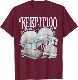 Keep It 100 Retro Transport Art Land Sea Sky Style Men Women T-Shirt - T-Shirt | Maroon