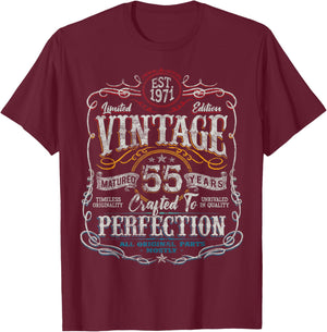 Vintage 1971 Limited Edition Shirt 55 Year Old 55th Birthday T-Shirt - T-Shirt | Maroon