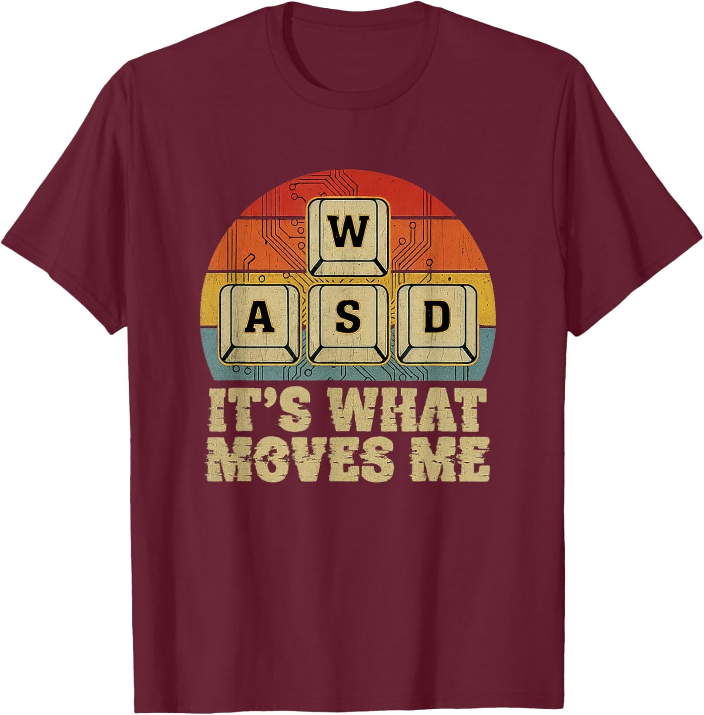 Retro WASD Gaming Keys Funny PC Gamer Design T-Shirt - T-Shirt | Maroon