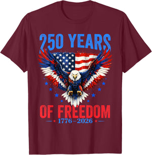 Vintage 250 Years American 1776 2026 250th USA Men Women T-Shirt - T-Shirt | Maroon
