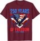 Vintage 250 Years American 1776 2026 250th USA Men Women T-Shirt - T-Shirt | Maroon