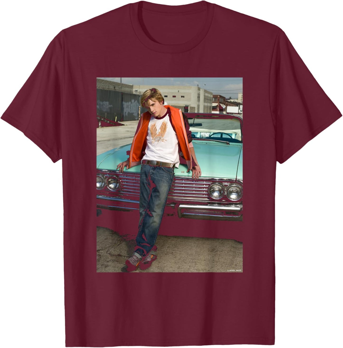 Jesse McCartney Beautiful Soul Portrait LA Michael Grecco T-Shirt - T-Shirt | Maroon
