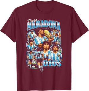Diego Maradona 90s Vintage Bootleg Style Football Soccer Art T-Shirt - T-Shirt | Maroon