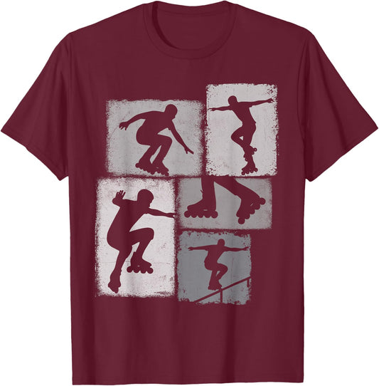 Skating Collage Skater Men Kids Skateboarder Youth Boys T-Shirt - T-Shirt | Maroon