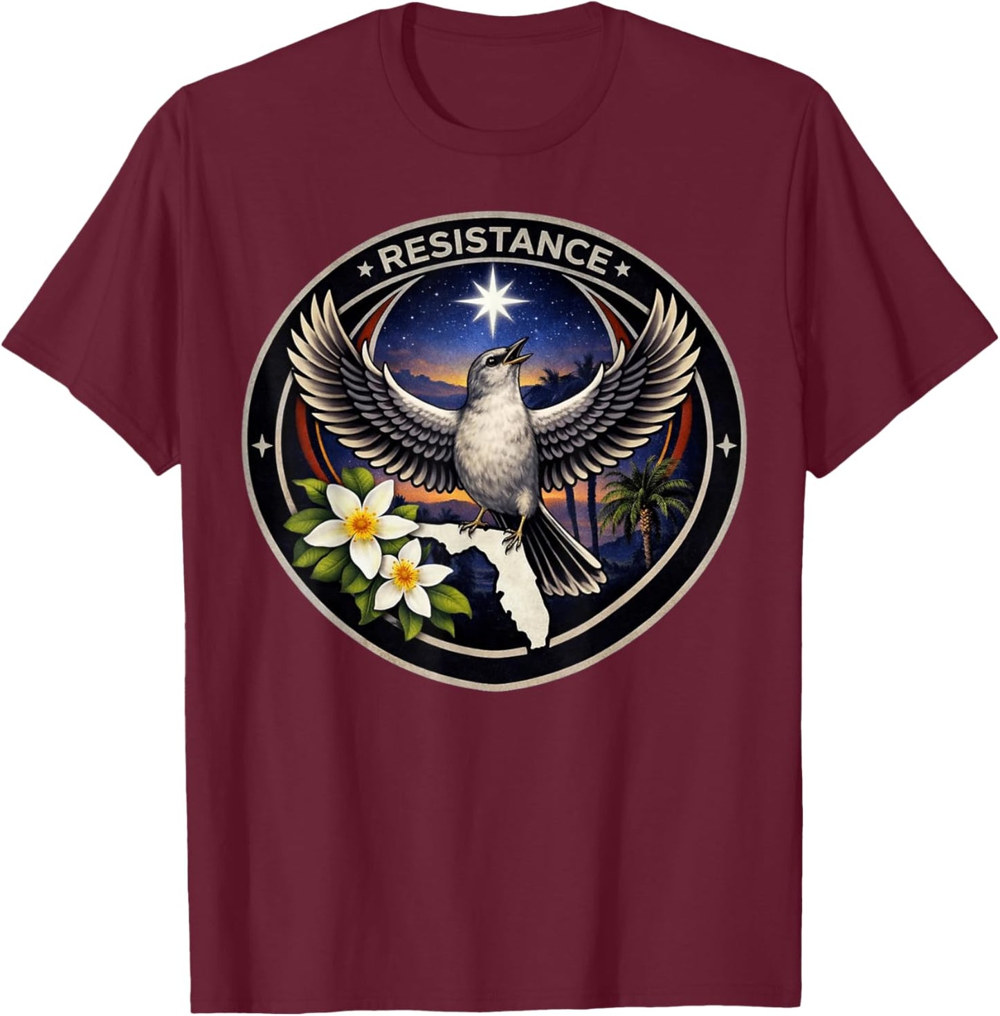 Florida FL Rebel Bird Alliance Resistance No Kings 2026 T-Shirt - T-Shirt | Maroon