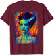 Frankenstein Monster and Bride Halloween Matching Couple T-Shirt - T-Shirt | Maroon