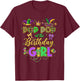Pop Pop of The Birthday Girl Coquette Bow Mardi Gras Party T-Shirt - T-Shirt | Maroon