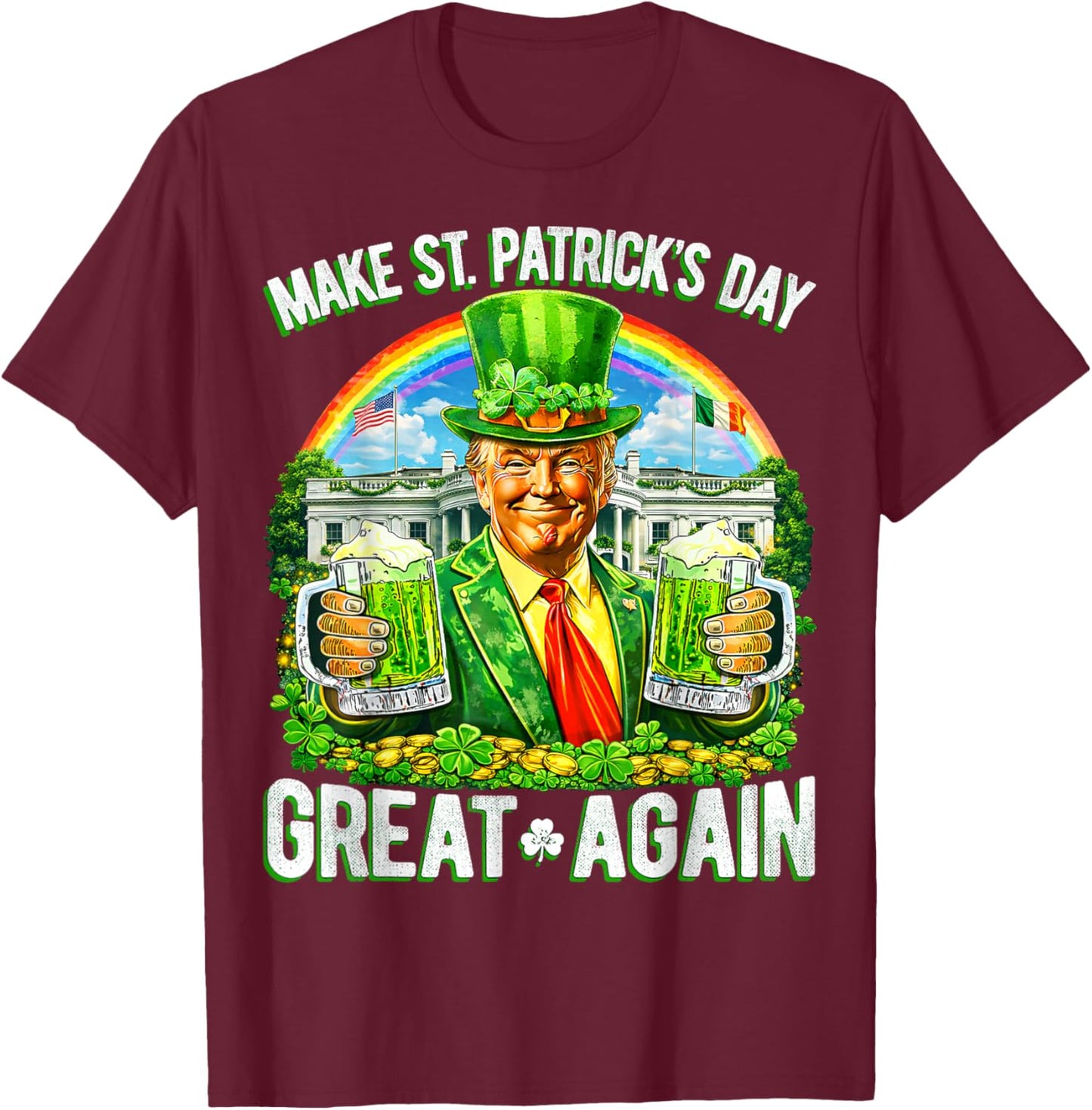 Trump St Patrick's Day Shamrock Women T-Shirt - T-Shirt | Maroon