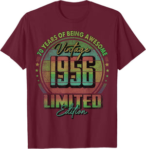 Vintage 1956 Limited Edition Shirt 70 Year Old 70th Birthday T-Shirt - T-Shirt | Maroon