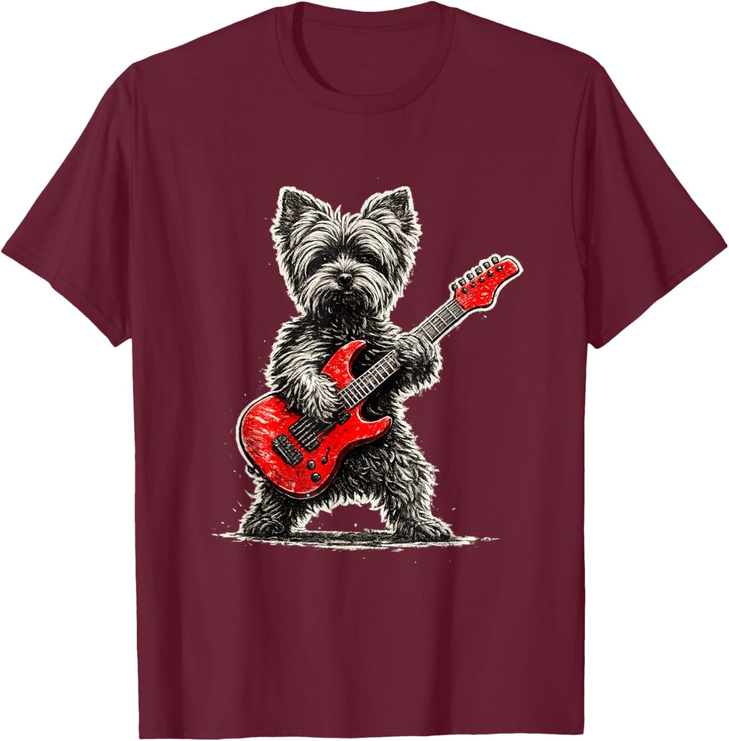 Yorkie Dad, Yorkshire Rocking, Rock Yorkshire Terrier Dads T-Shirt - T-Shirt | Maroon