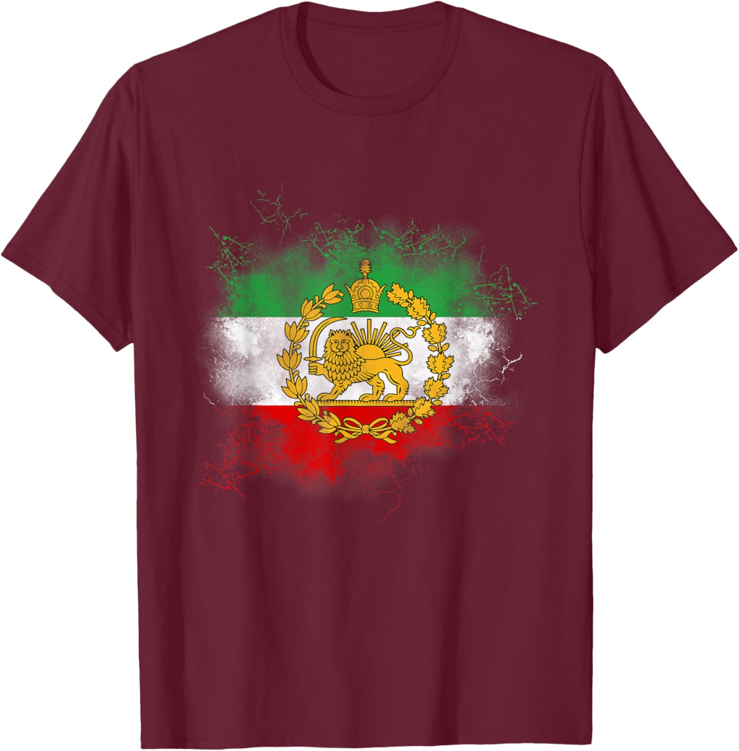 Iran Lion Sun Flag,Iran,Persian,Shir o Khorshid T-Shirt - T-Shirt | Maroon