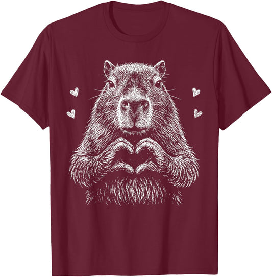 I Steal Hearts Capybara Valentines Capybara Meme Graphic T-Shirt - T-Shirt | Maroon