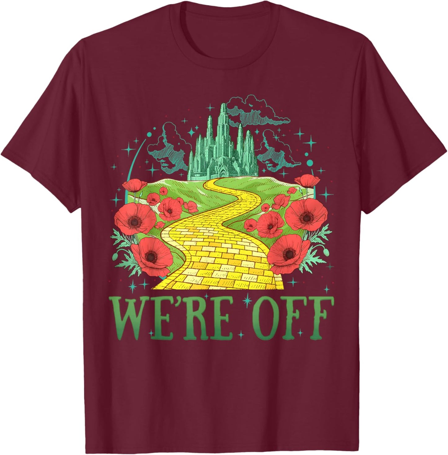 We 're Off Funny Yellow Path Brick Wizard Literature School T-Shirt - T-Shirt | Maroon