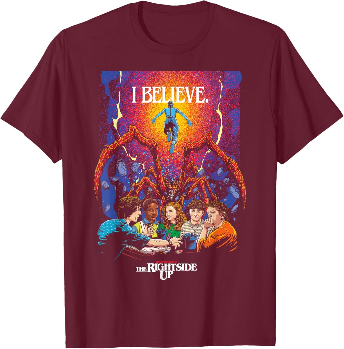 Stranger Things Season 5 x Butcher Billy The Rightside Up T-Shirt - T-Shirt | Maroon