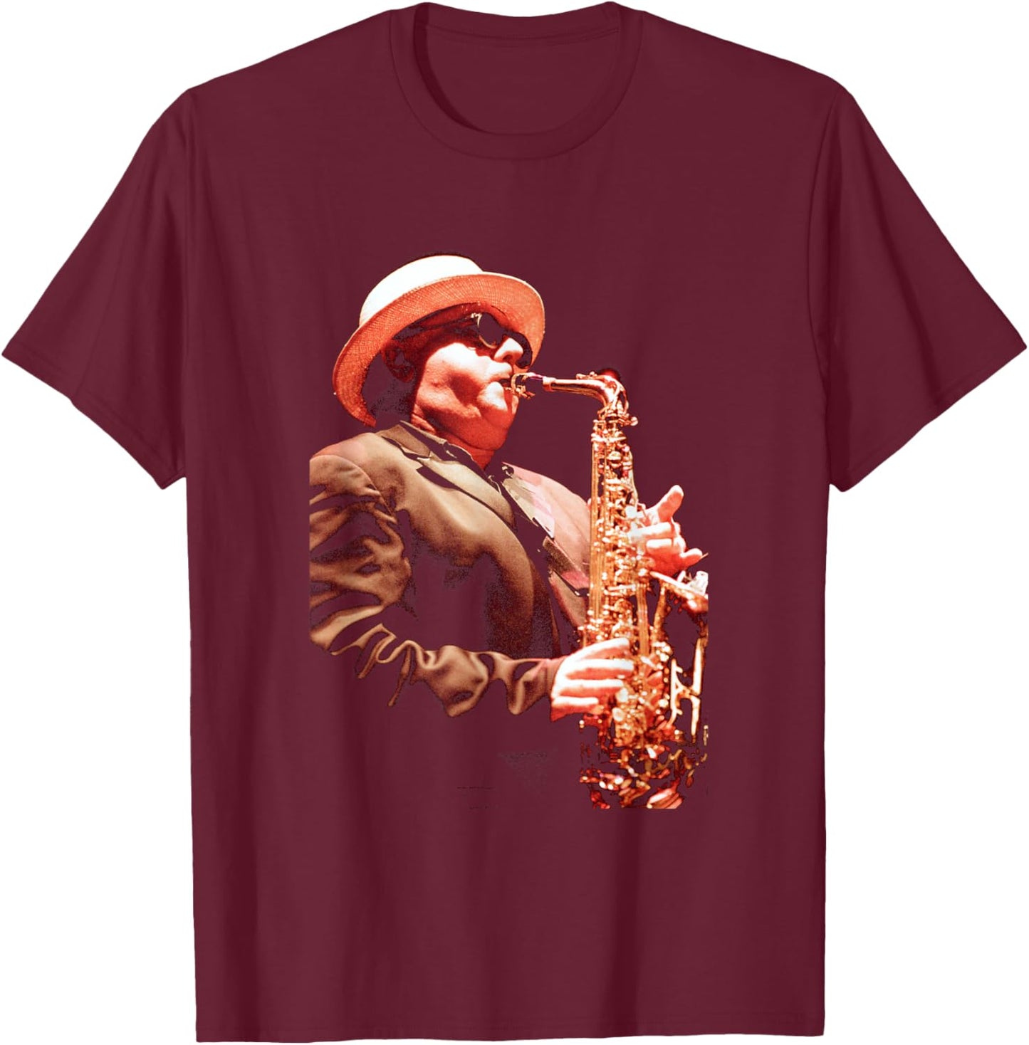 Van Morrison Singer Sax Player at St David's Hall Cardiff T-Shirt - T-Shirt | Maroon